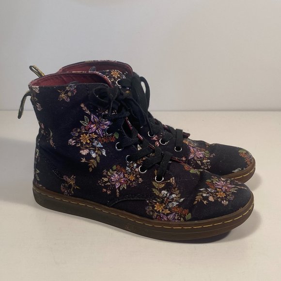 Dr. Martens Shoes - Dr Martens Hackney Floral Print Black Fabric Ankle Boots Women Size 7